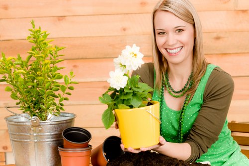 Professional landscapers working on a Mount Hawthorn garden