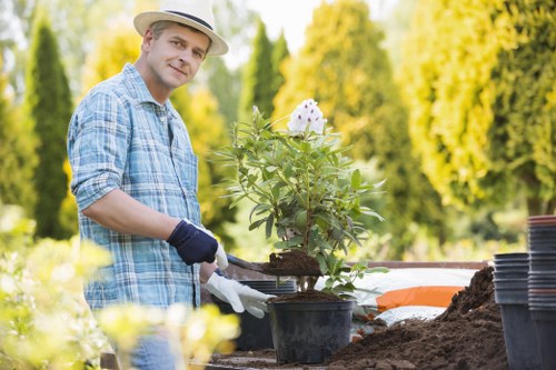 Gardener maintaining a garden in Sandgate